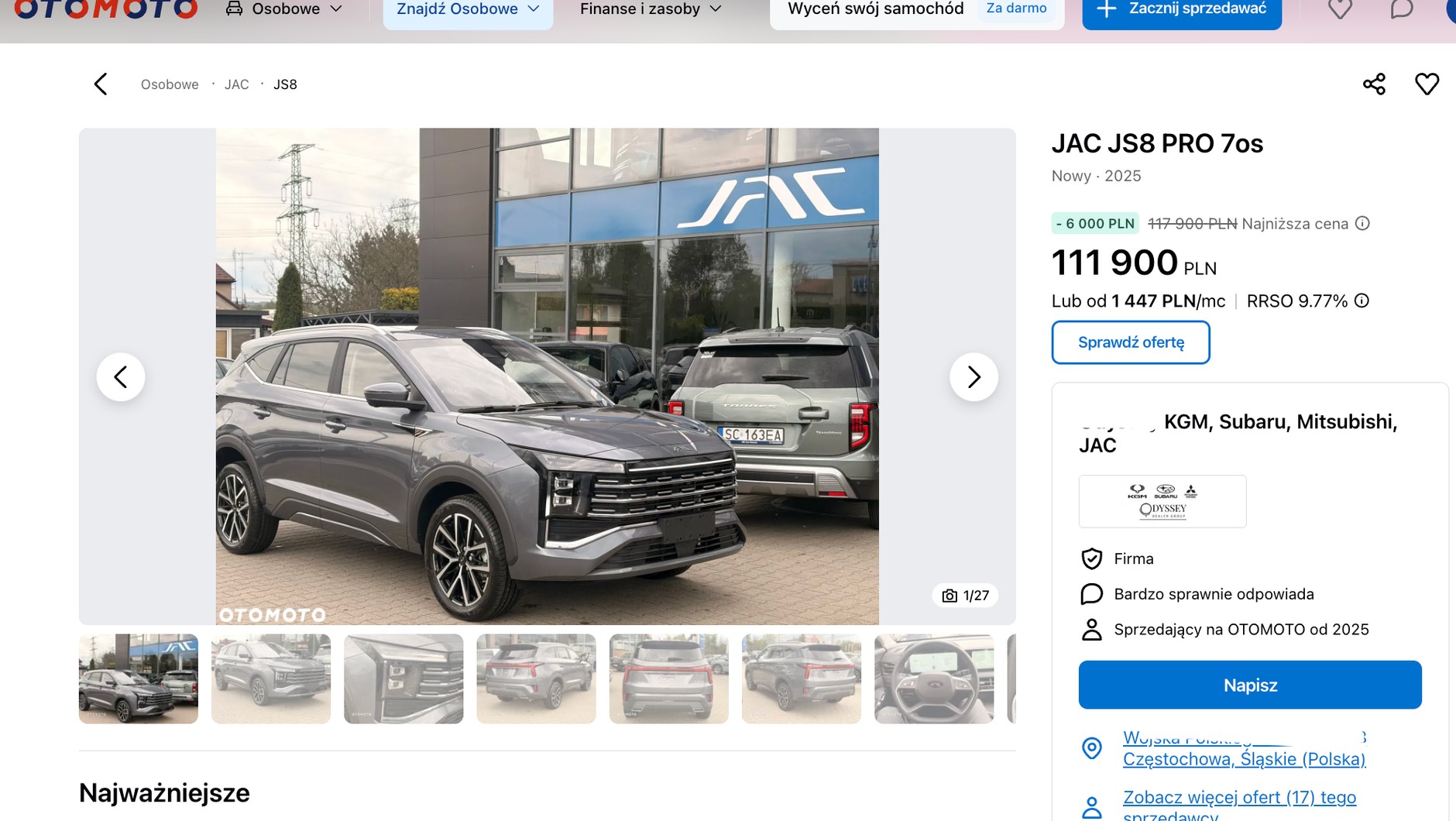 JAC JS8 Pro w wyprzedażowej ofercie