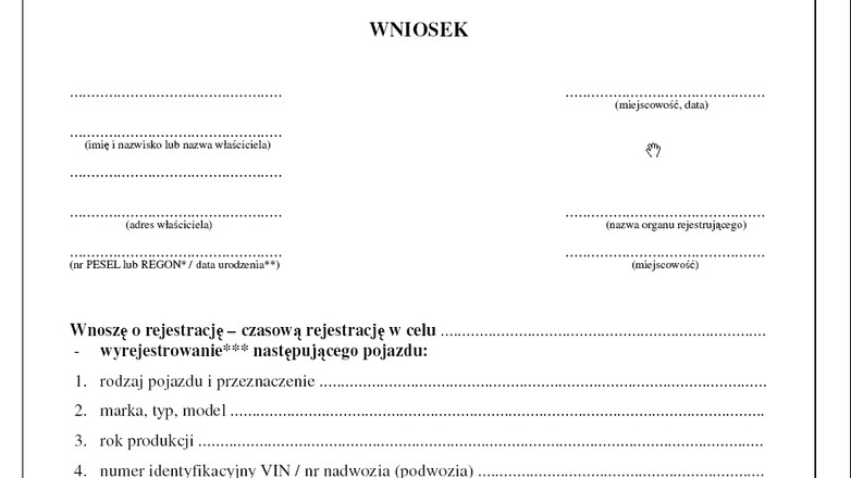 Wniosek o rejestrację