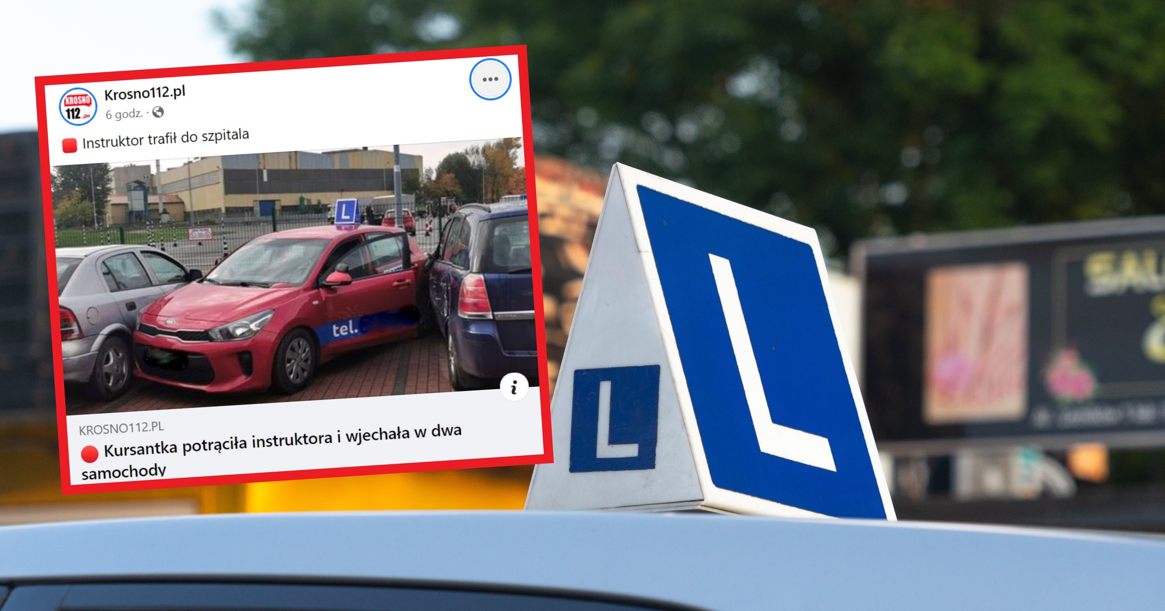 Ta lekcja nauki jazdy nie poszła zgodnie z planem. Instruktor miał wyjątkowego pecha (Screen: krosno112)