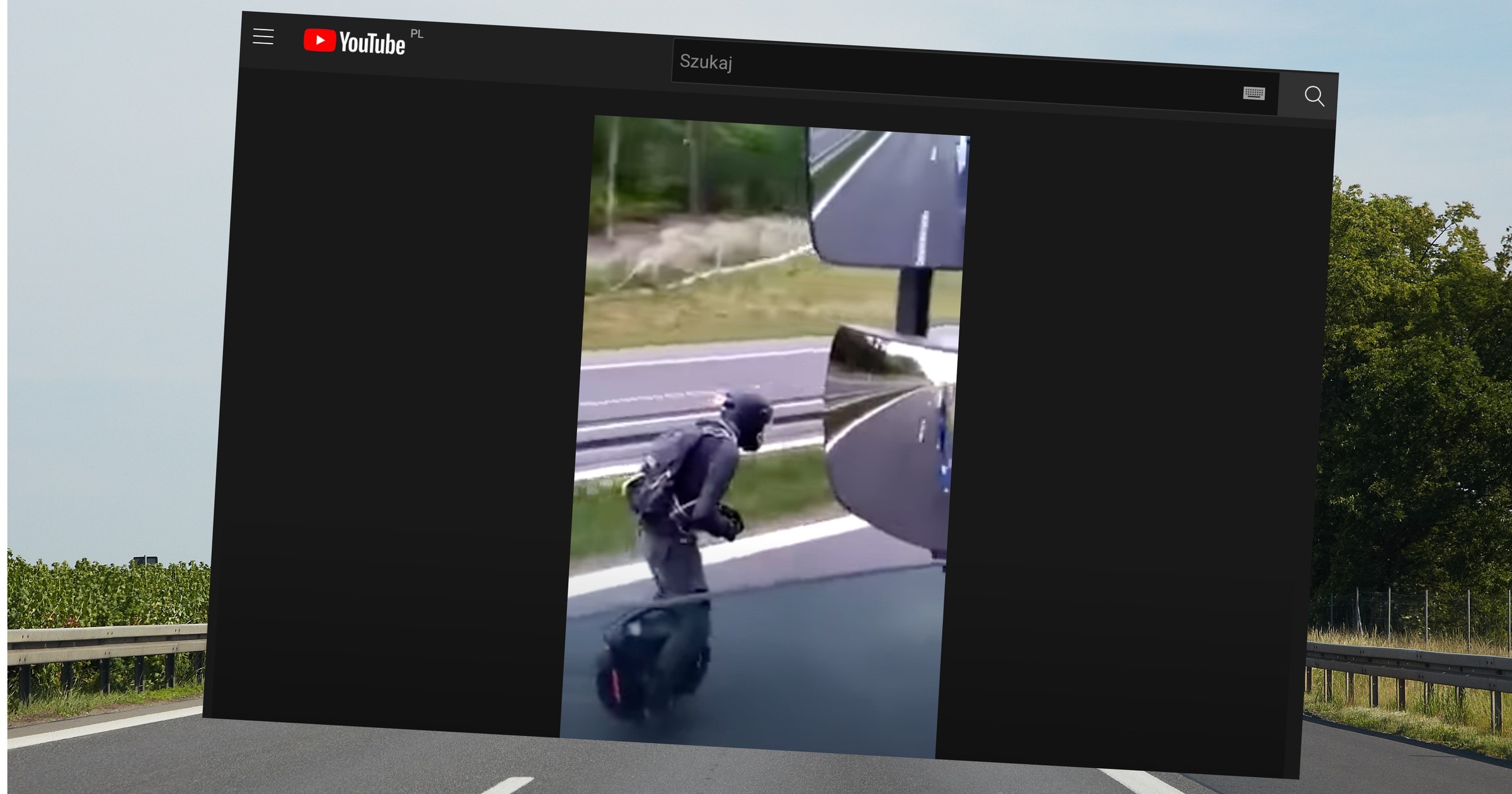 Elektrycznym monocyklem wyprzedzał tira