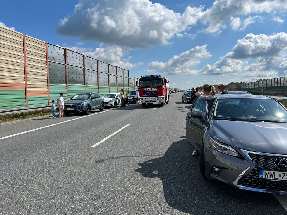 Korytarz życia utworzony na autostradzie A2 w kierunku Poznania