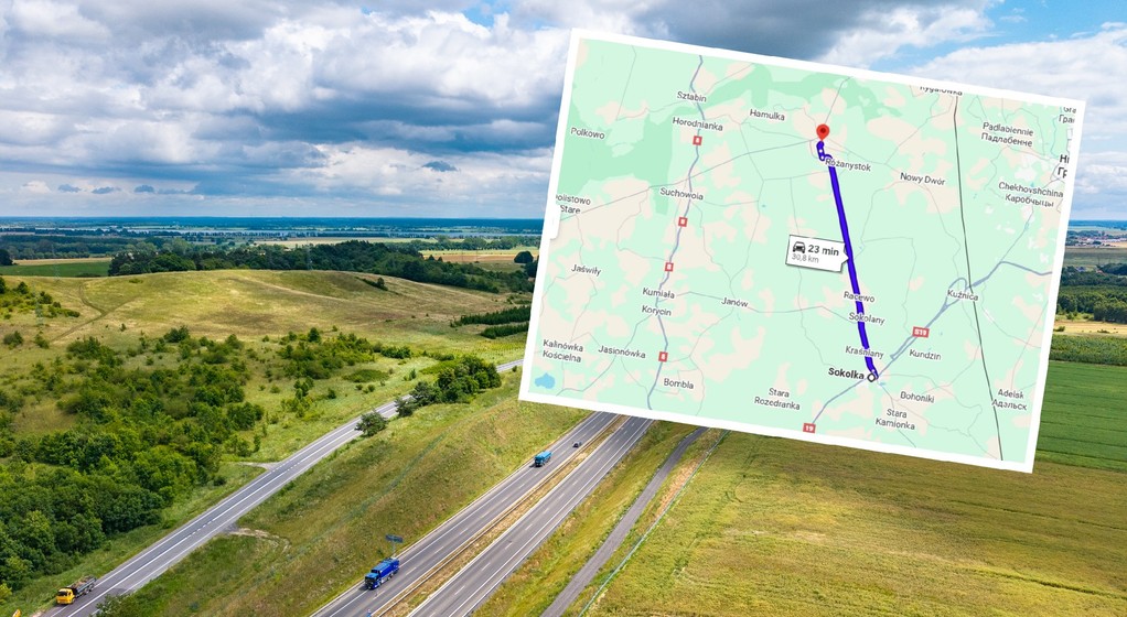 DW 673 to najdłuższa prosta w Polsce (Screen: Google Maps)