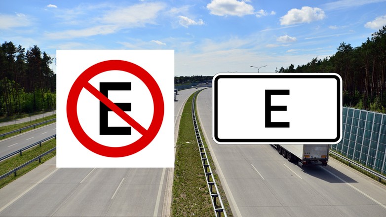 Znak E na drogach