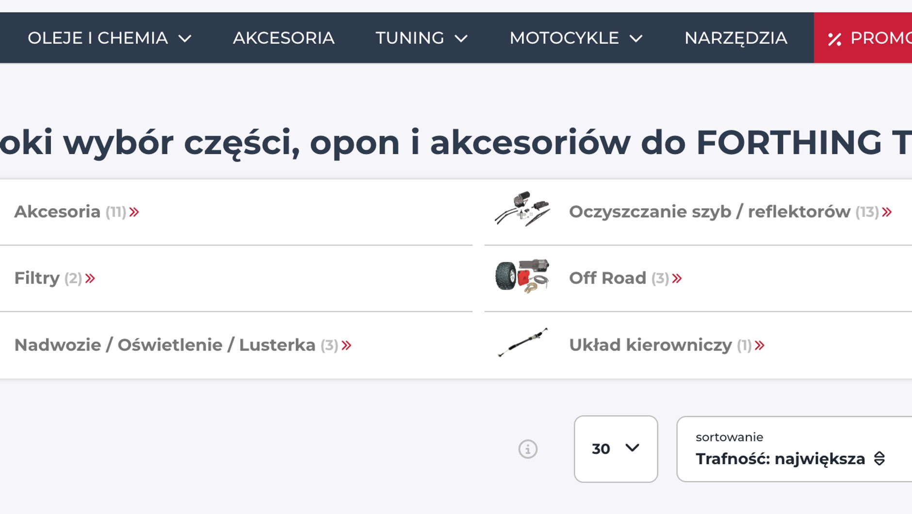 "Szeroki wybór części" to w tym przypadku spore nadużycie. Po sprawdzeniu okazuje się, że części przeznaczonych specjalnie do tego modelu w największej polskiej hurtowni po prostu nie ma. 
