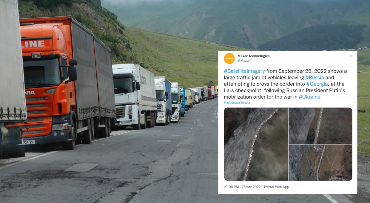 Rosjanie uciekają przed mobilizacją. Korki na drogach widać nawet z kosmosu