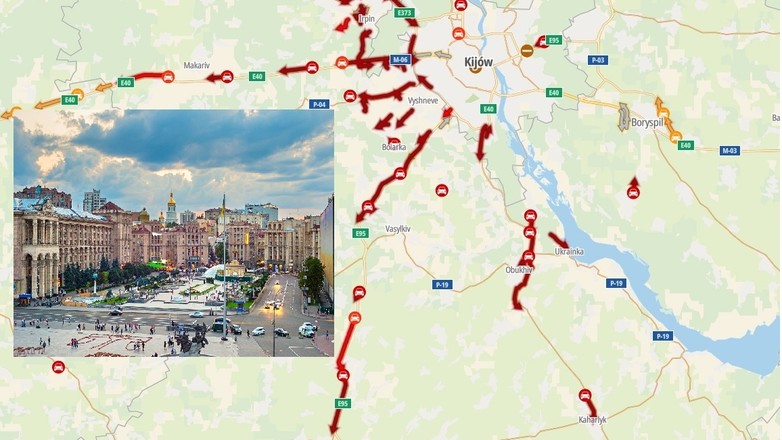 Korki na Ukrainie w dniu rosyjskiej inwazji