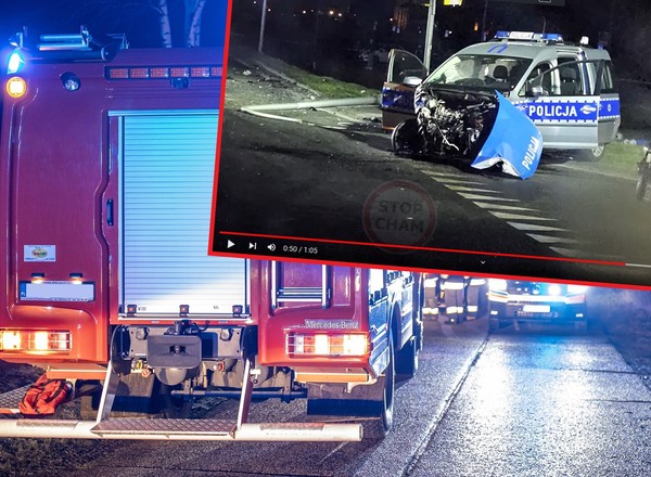 Rozpędzony Seat staranował radiowóz i inne auto. Pięć osób trafiło do szpitala