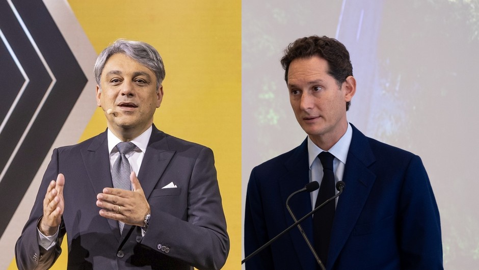 Prezes Renault Group Luca de Meo (po lewej) i prezes Stellantis John Elkann