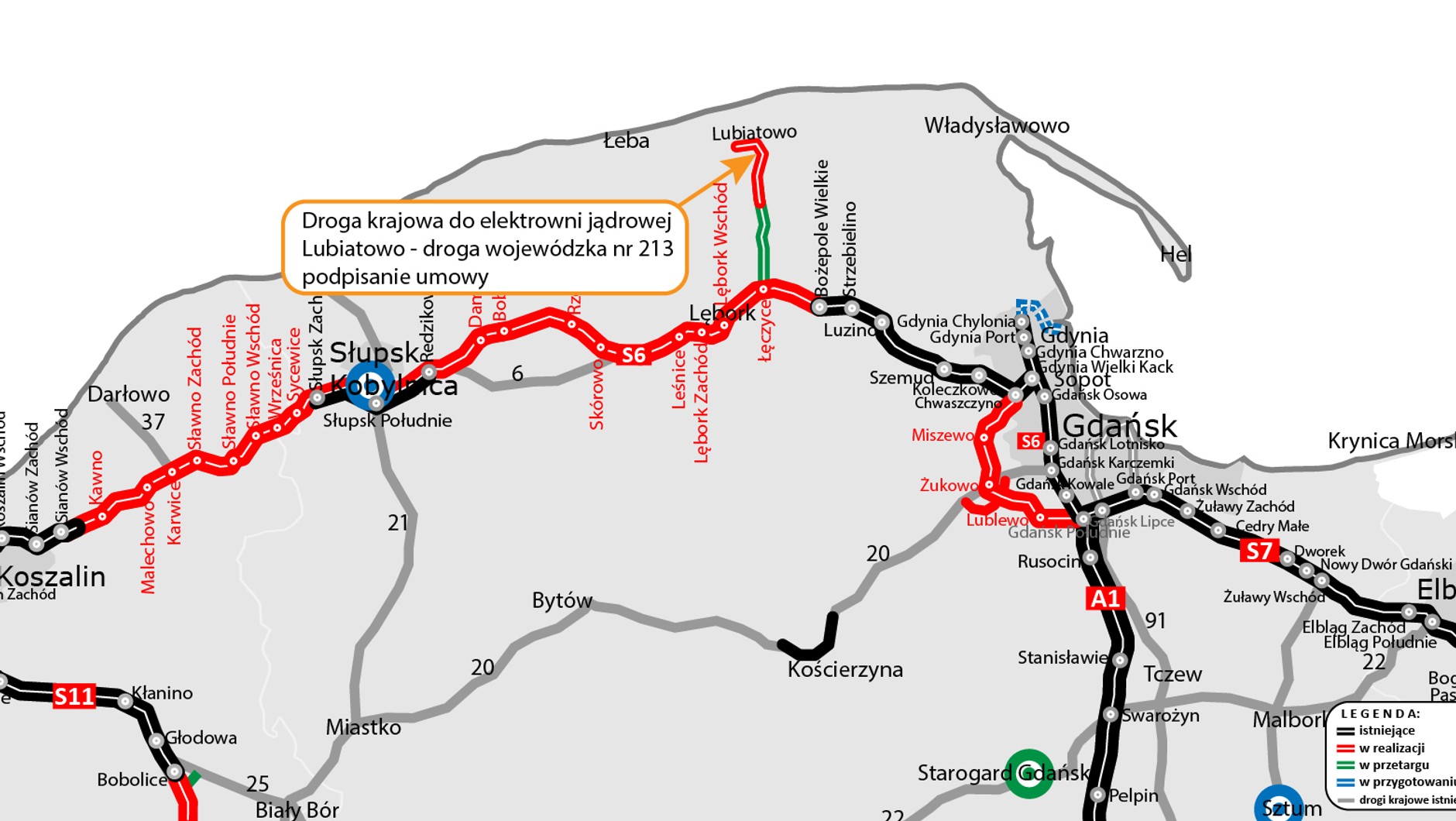 Mapa lokalizacyjna drogi do elektrowni jądrowej — zadanie 1.