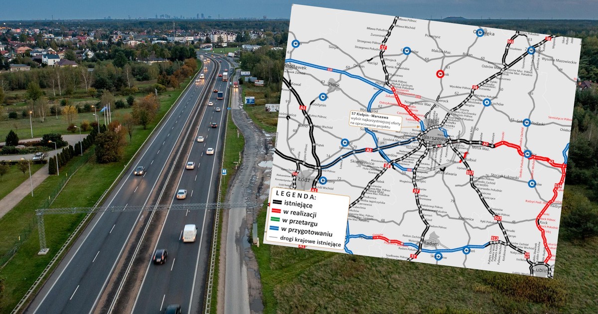 Droga S7 na północ od Warszawy