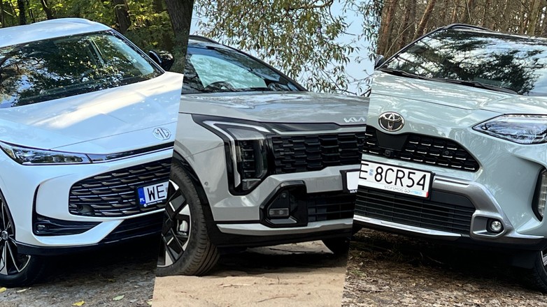MG HS, Kia Sportage i Toyota Yaris Cross (od lewej)