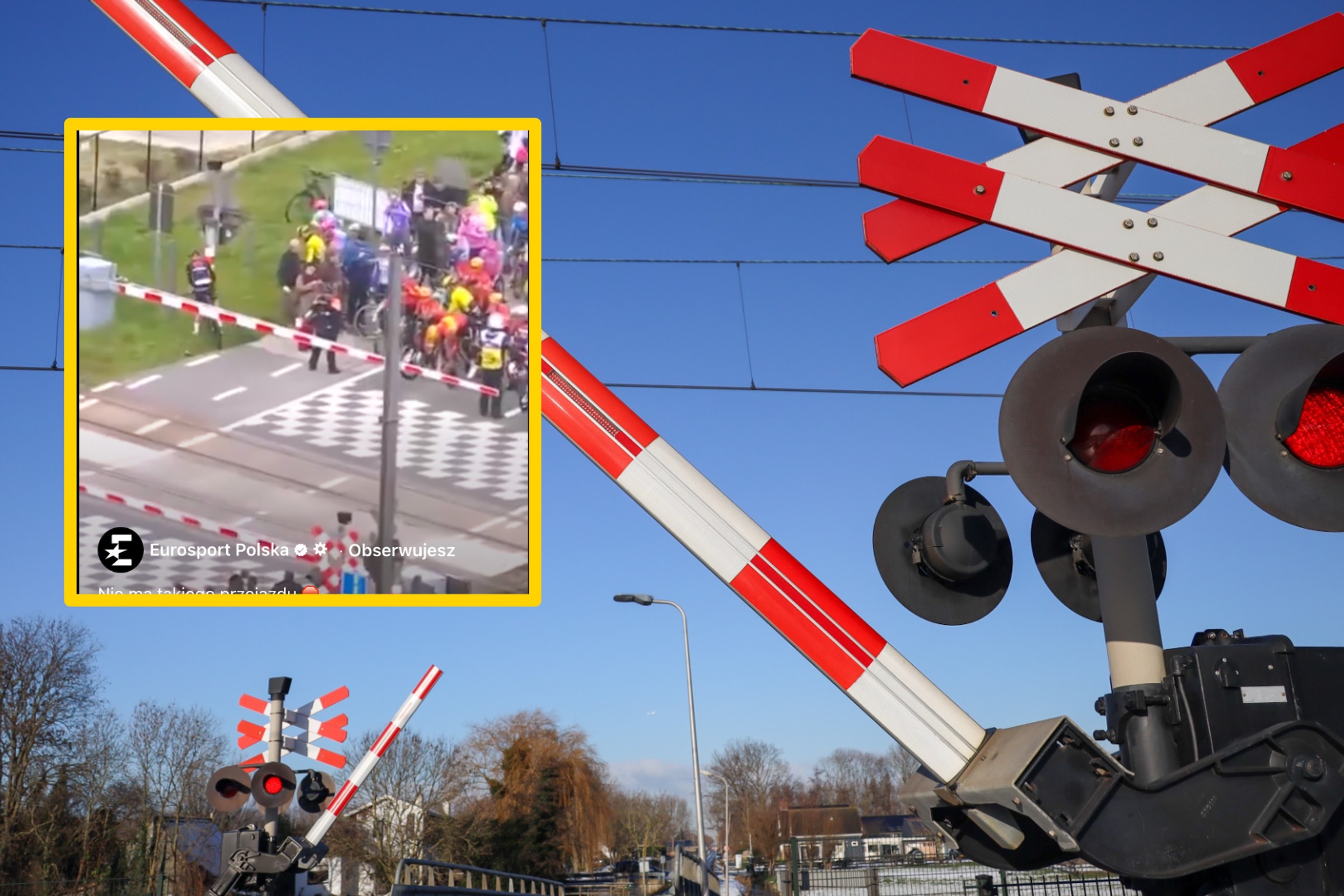 Kolarze przejechali przez zamykający się przejazd kolejowy. Mogą mieć poważne problemy