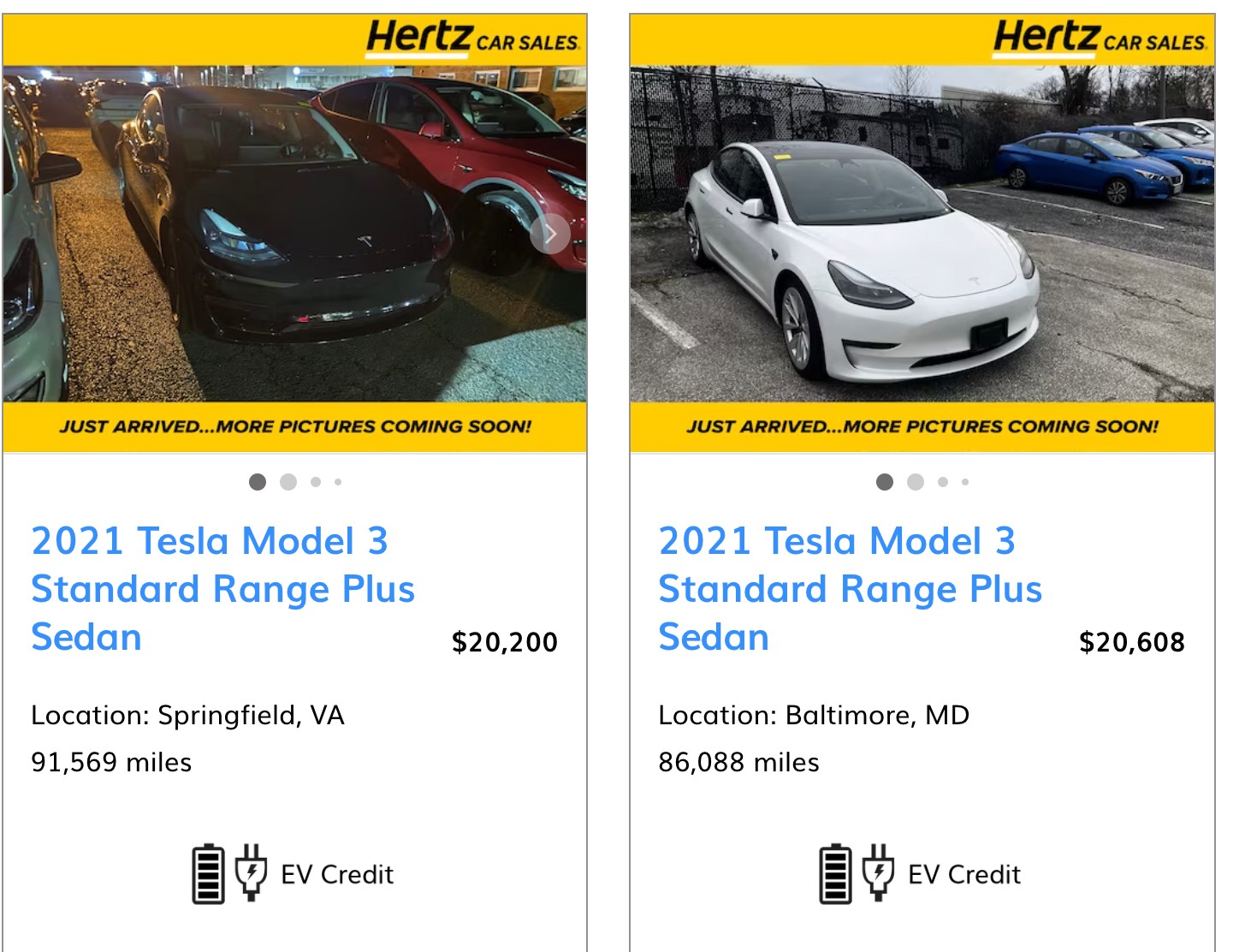 Tesle z wypożyczalni Hertz