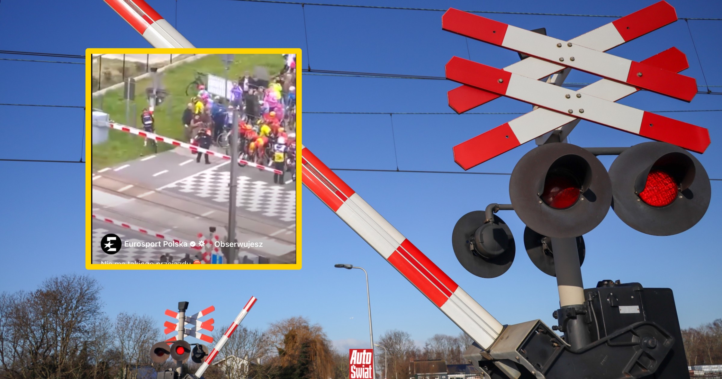 Kolarze przejechali przez zamykający się przejazd kolejowy. Mogą mieć poważne problemy
