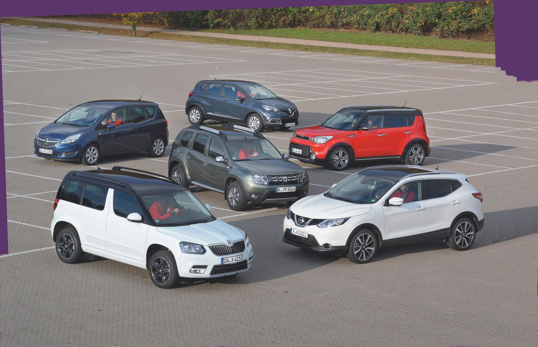 Skoda Yeti, Nissan Qashqai, Renault Captur, Opel Meriva, Kia Soul, Dacia Duster