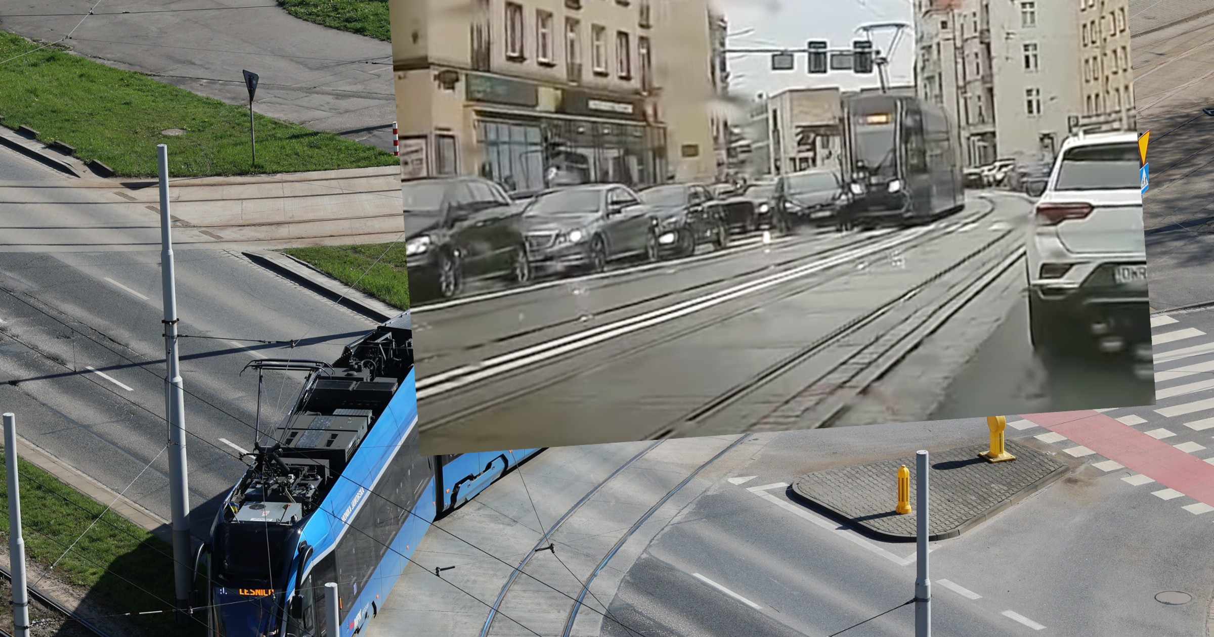 Tramwaj ciągnął taksówkę, niszcząc kolejne samochody