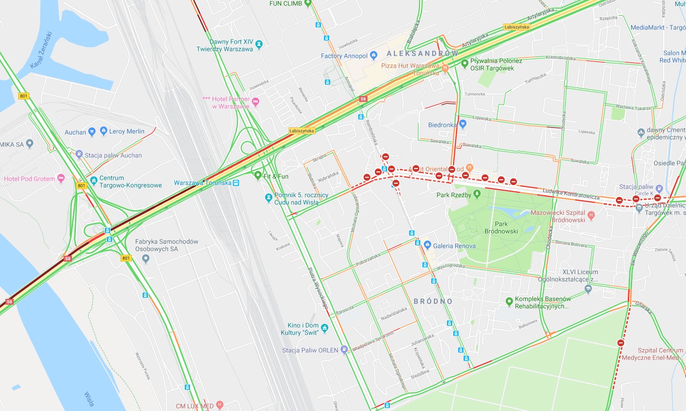 Korek na S8 w Warszawie