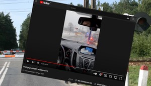Policja utknęła na przejeździe kolejowym. Pomiędzy opuszczonymi zaporami!