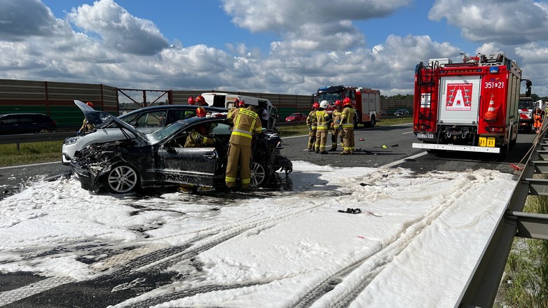 Poważny wypadek na autostradzie A2 w kierunku Poznania.