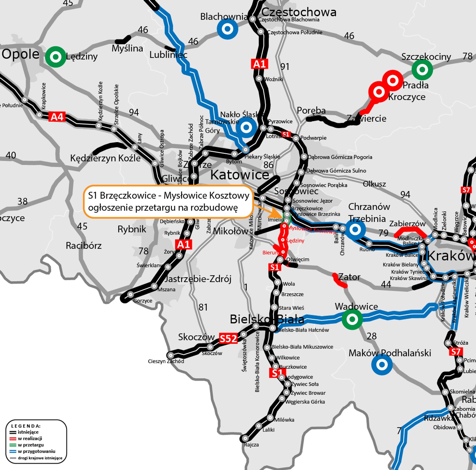 Śląski odcinek S1 do rozbudowy