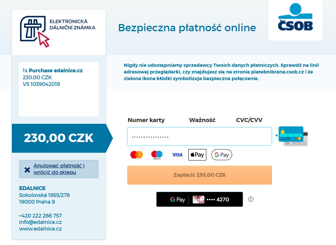 Sklep internetowy eDalnice.cz