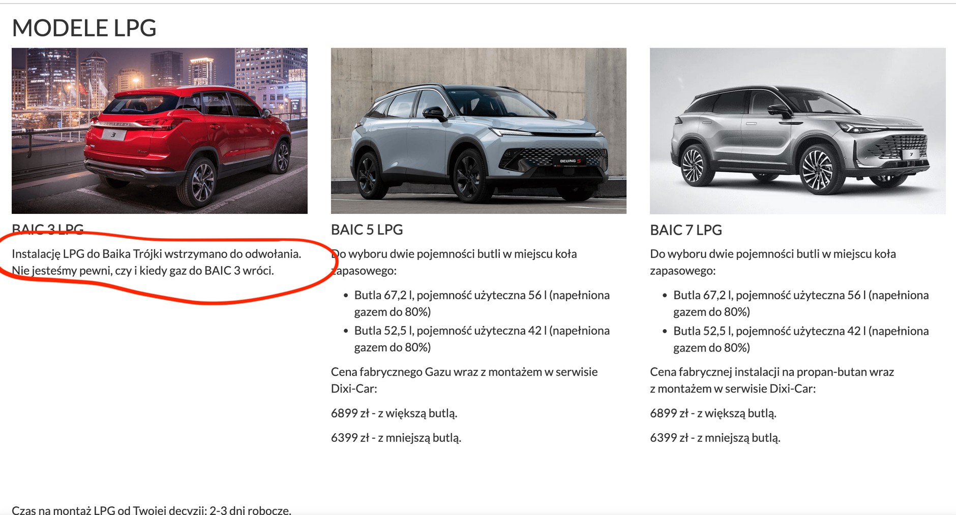 Dość szybko okazało się, że jeden z modeli Baic nie jest "kompoatybilny" z LPG. Ktoś popełnił duży bład