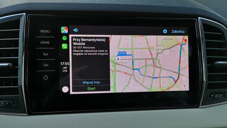 Google Maps w Apple CarPlay - propozycja kilku tras