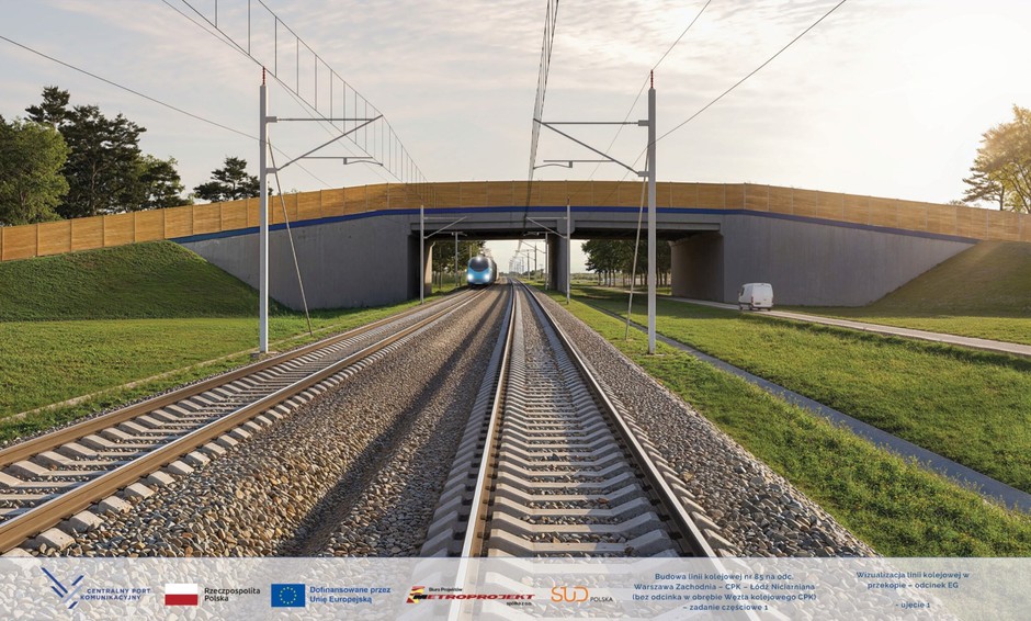 Wizualizacja linii kolejowej Warszawa – Łódź