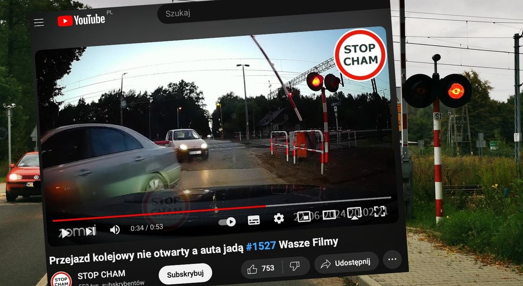 Kierowcy wjechali na przejazd, chociaż jedna z półzapór nawet nie zaczęła się podnosić