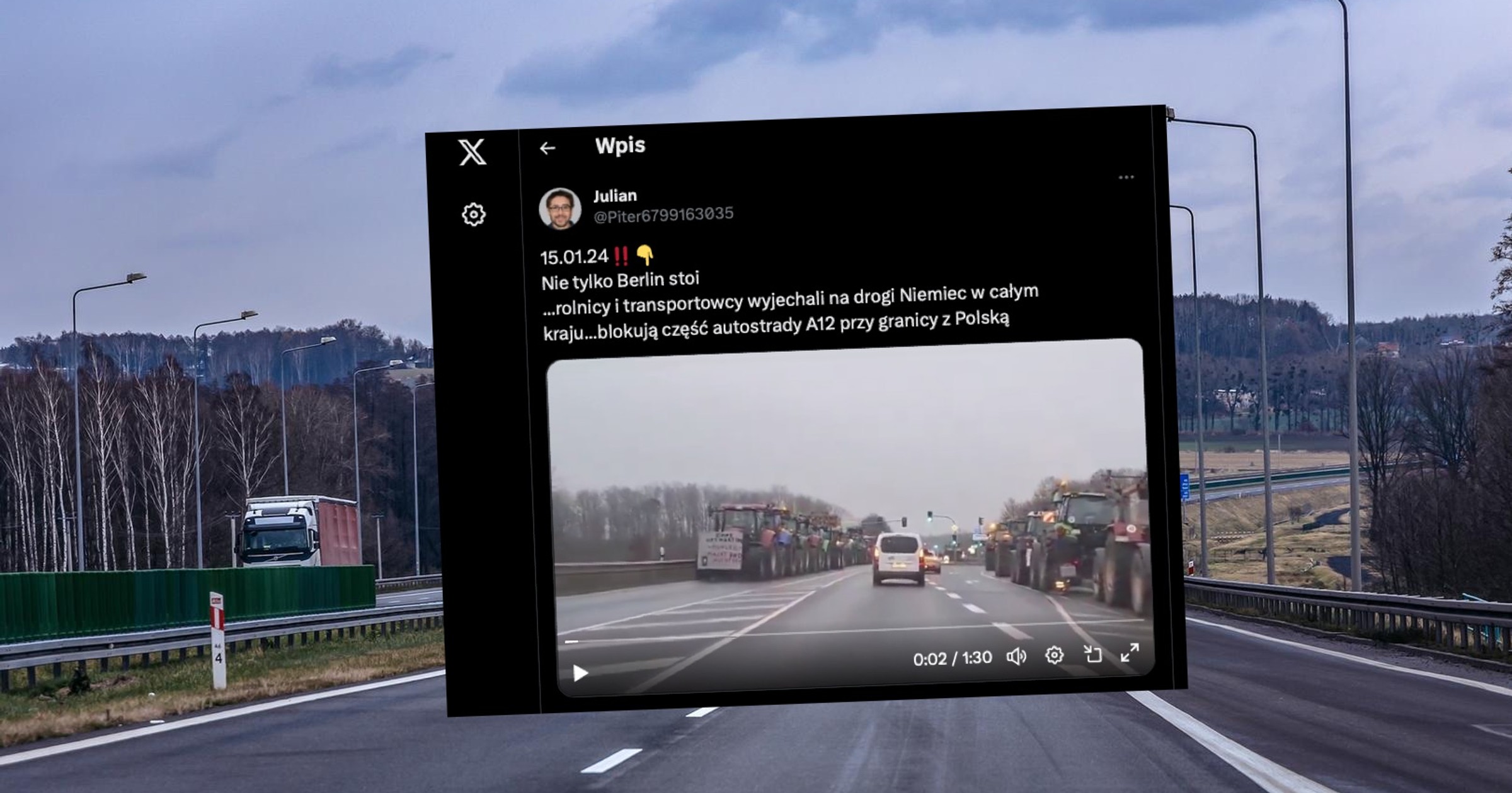 Protest rolników w Berlinie może utrudnić życie także kierowcom jadącym z Polski