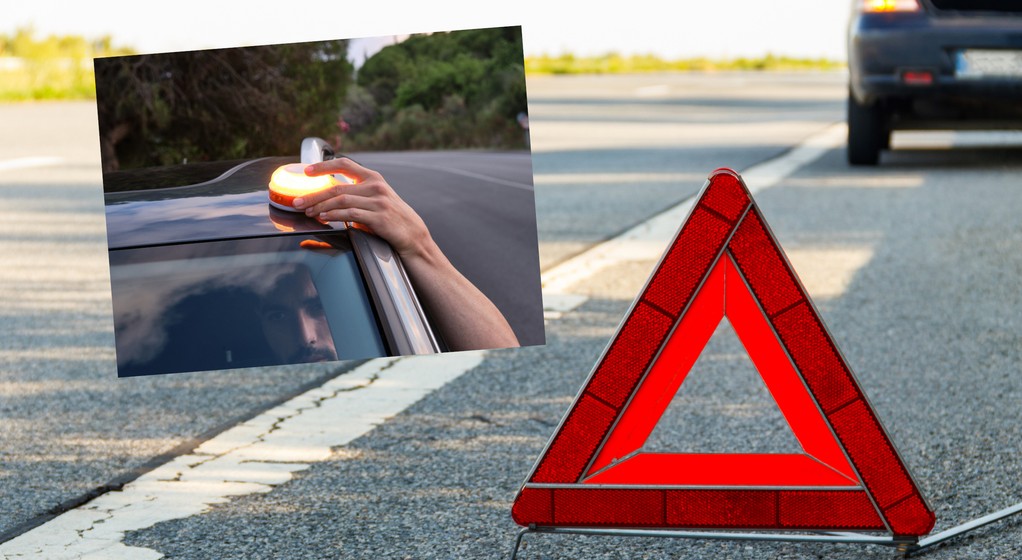 Lampka zamiast trójkąta ostrzegawczego