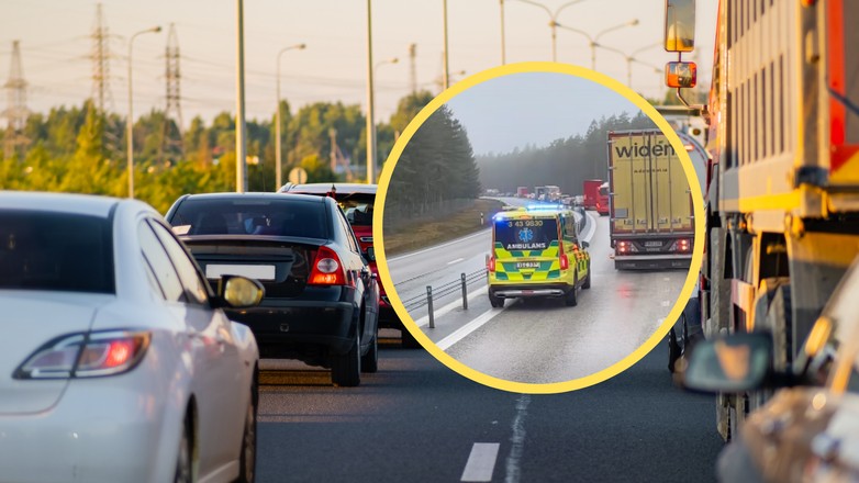 Polak pokazał nagranie ze Szwecji. Karetka stała w korku (fot. screen: facebook.com/@/Seba-Polski-kierowca-w-Szwecji)