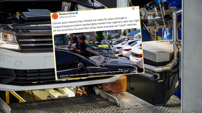 Sprzedają nowe samochody jako używane. Chińskie władze pomagają (Screen: X/ReutersChina)