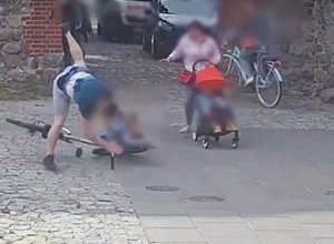 Rowerzysta staranował siedmiolatkę. Grozi mu nawet 30 tys. zł kary. Dramatyczne nagranie