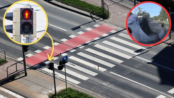 Uderzyła w maskę, ale telefonu nie puściła. Dla tej pieszej czerwone to tylko sugestia [WIDEO]