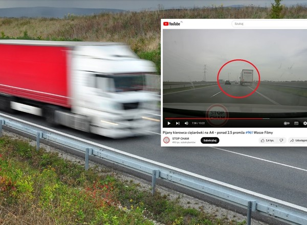 To nie przebita opona "miotała" nim po autostradzie. Siał postrach ciężarówką na A4 [WIDEO]