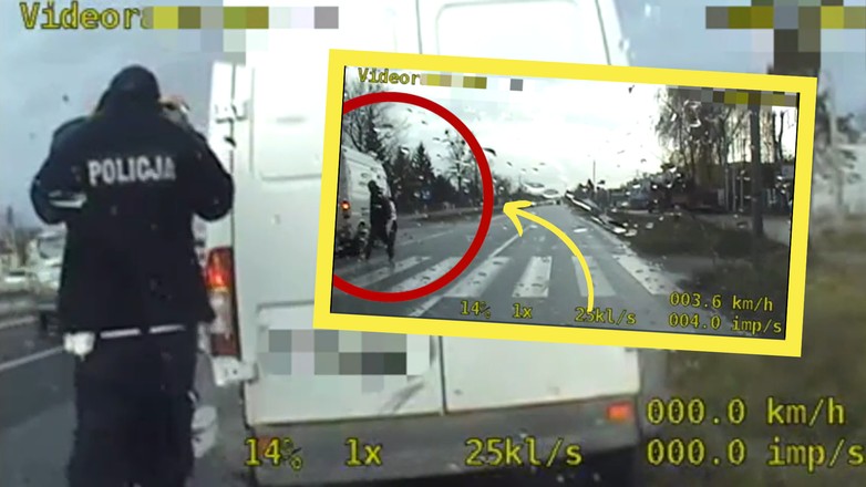 Nie ustąpił pierwszeństwa pieszemu. Policyjny rejestrator wszystko nagrał
