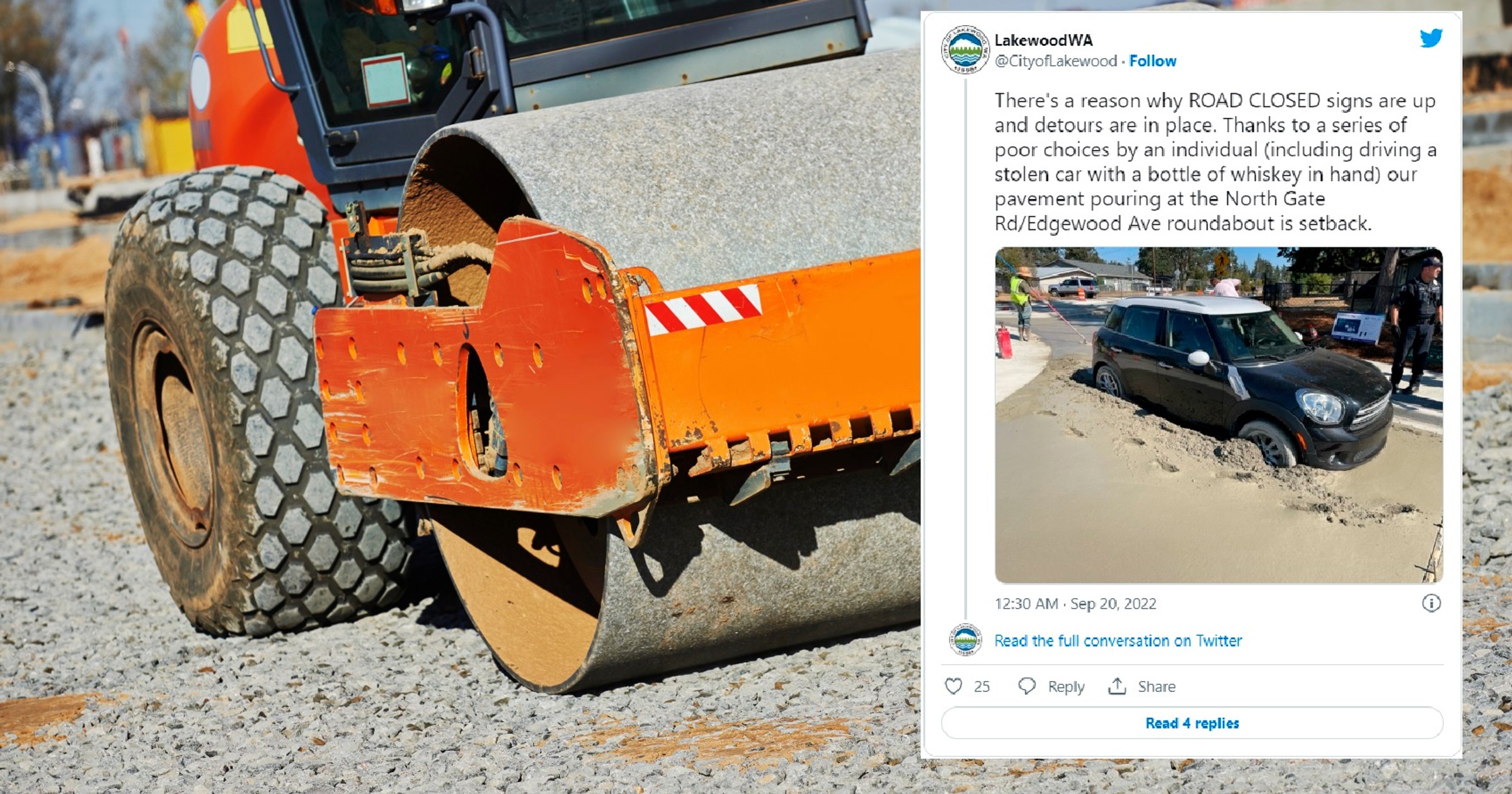Ukradła MINI i ugrzęzła w asfalcie