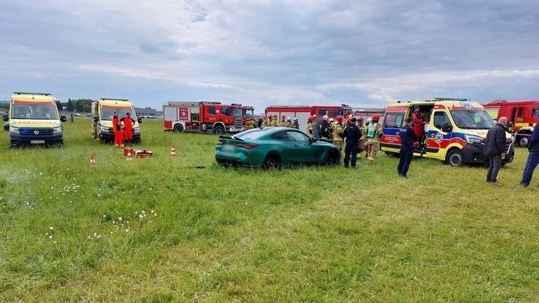 Wypadek na lotnisku w Krośnie