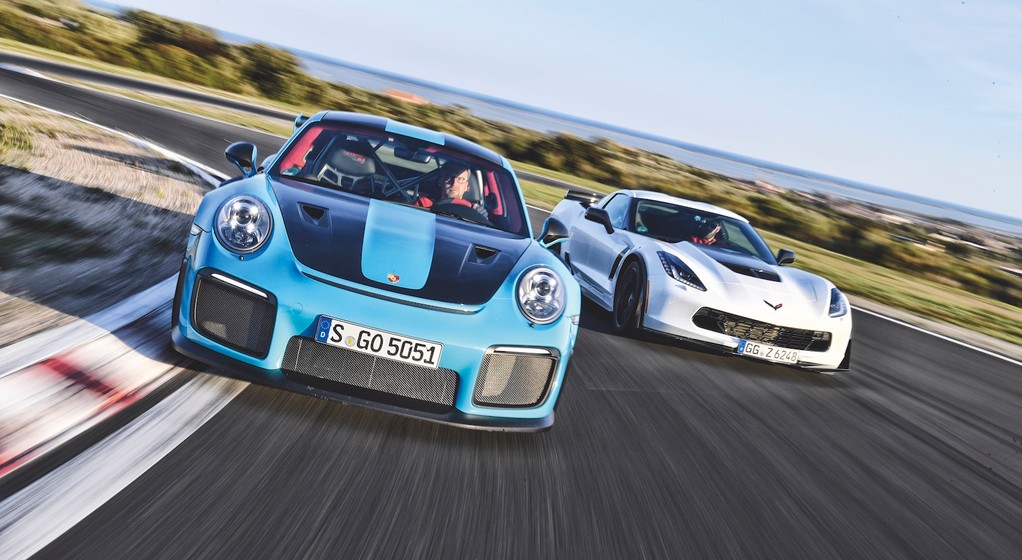 Porsche 911 GT2 RS kontra Chevrolet Corvette Z06