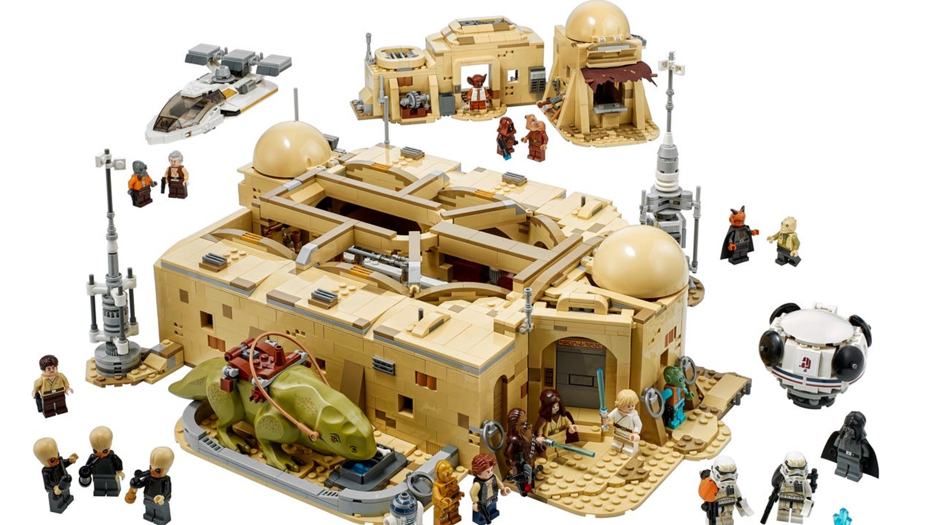 LEGO Star Wars Kantyna Mos Eisley™ (75290) to bardzo duży zestaw z mnóstwem figurek przedziwnych postaci, które bohaterowie sagi spotykają w podejrzanej spelunie.
