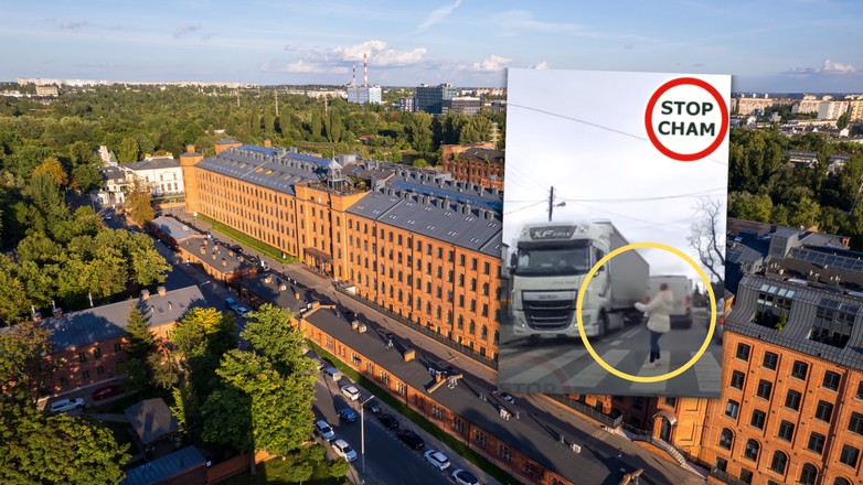Do niebezpiecznej sytuacji doszło przy ul. Tomaszowskiej w Łodzi (Screen: Youtube.com/@STOPCHAM)