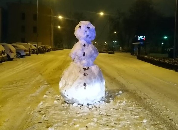 Bałwan stanął w centrum Leszna. Interweniowała policja [Nagranie]