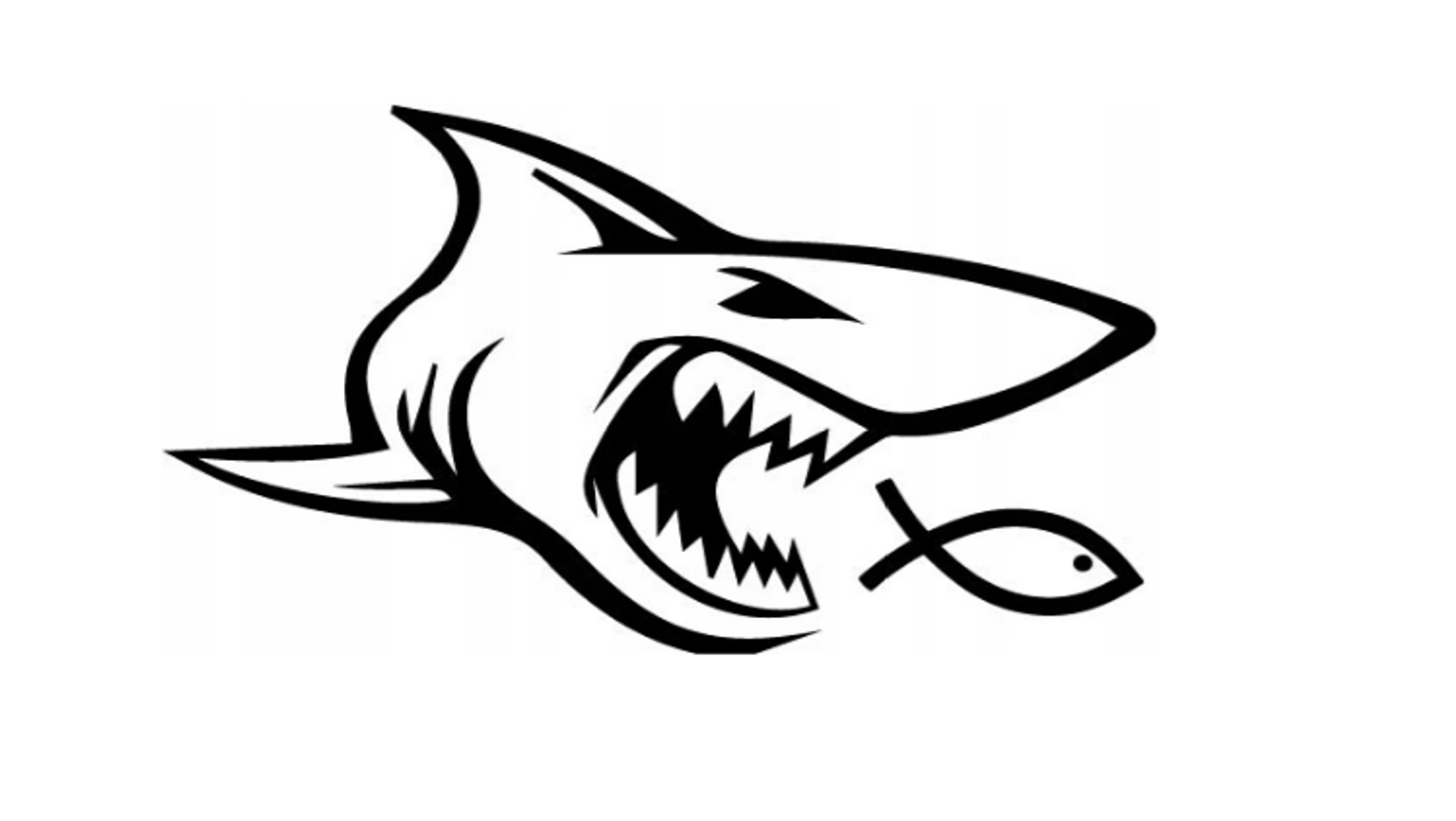 Naklejki z rekinem zjadającym rybę stają się coraz popularniejsze