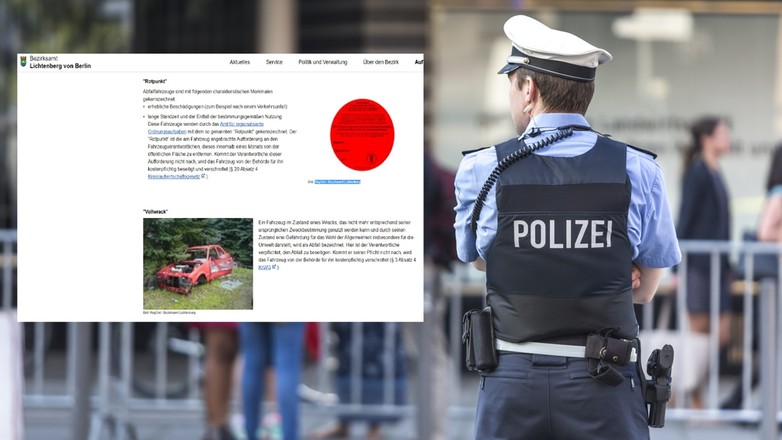 Niemiecka policja stosuje czerwone naklejki do oznaczeń pojazdów