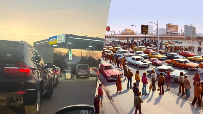 Na razie na europejskich stacjach kolejki pojawiają się tylko dlatego, że kierowcy próbują zatankować przed podwyżkami. W latach 70. w USA i w Europie Zachodniej bywało gorzej