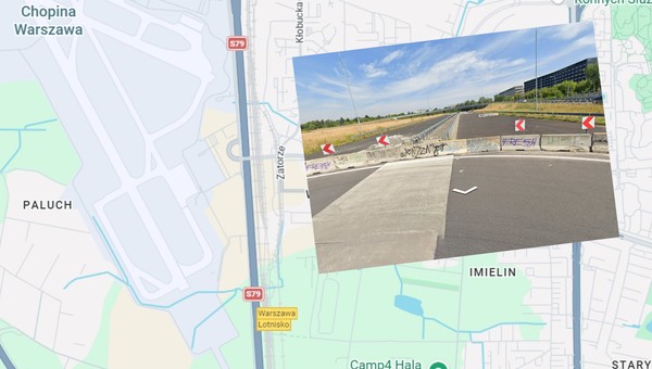 Droga S79 w Warszawie nagle urywa się na wysokości lotniska. Dlaczego?