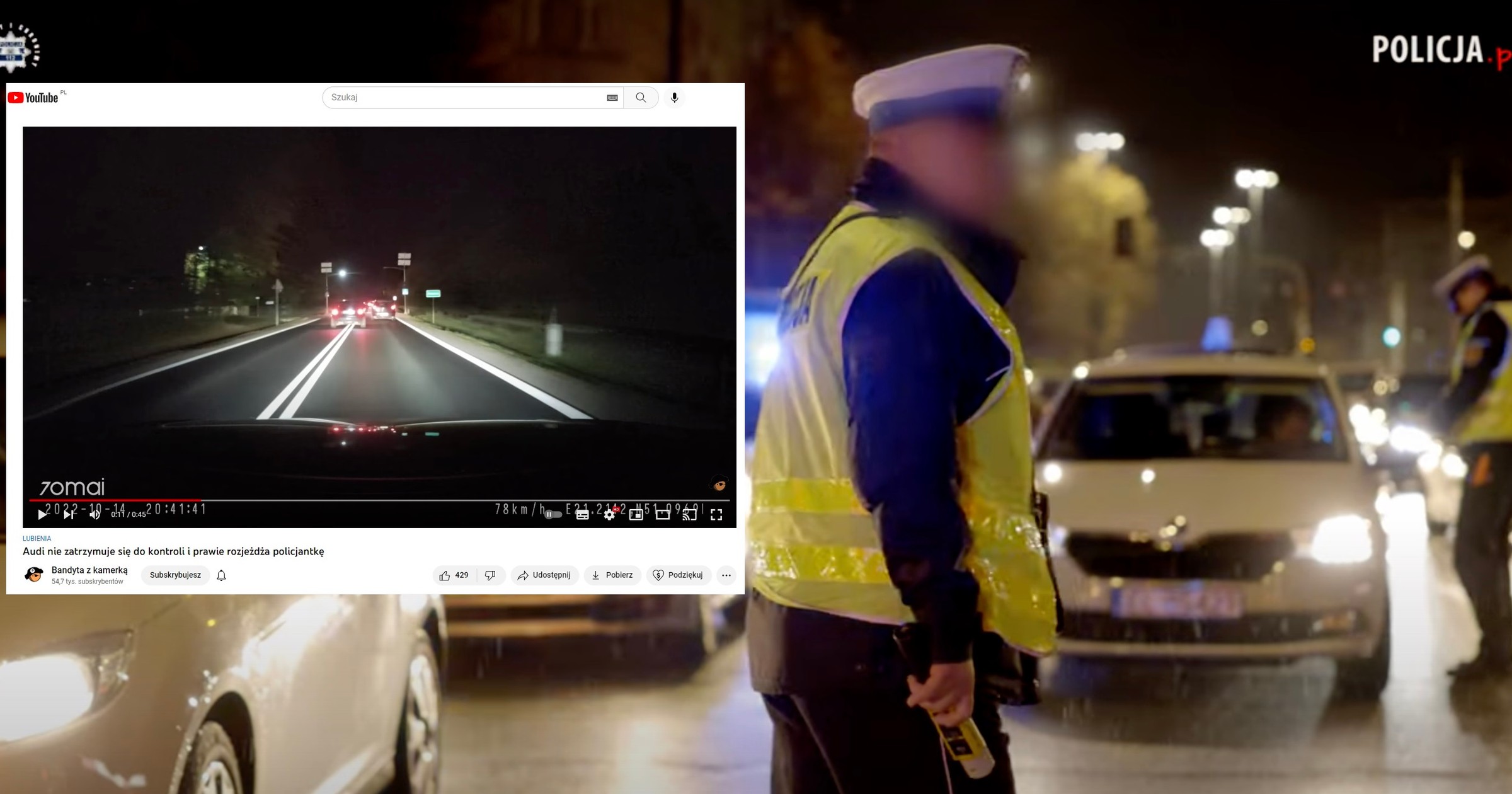 Kierowca Audi zignorował policyjną kontrolę