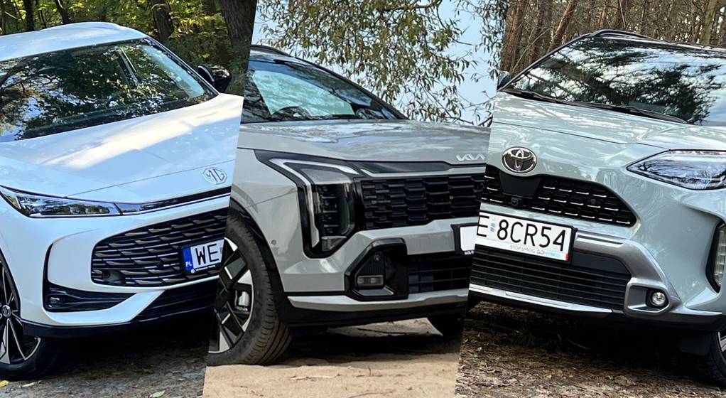 MG HS, Kia Sportage i Toyota Yaris Cross (od lewej)