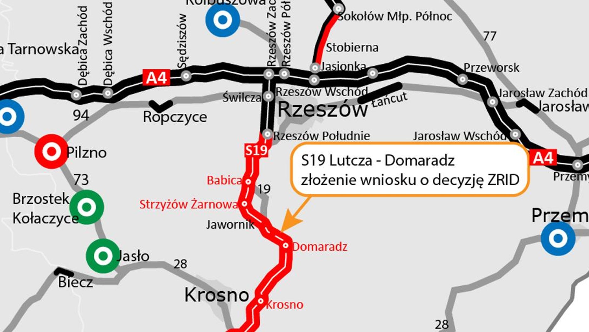 Droga S19 Lutcza - Domaradz, mapa